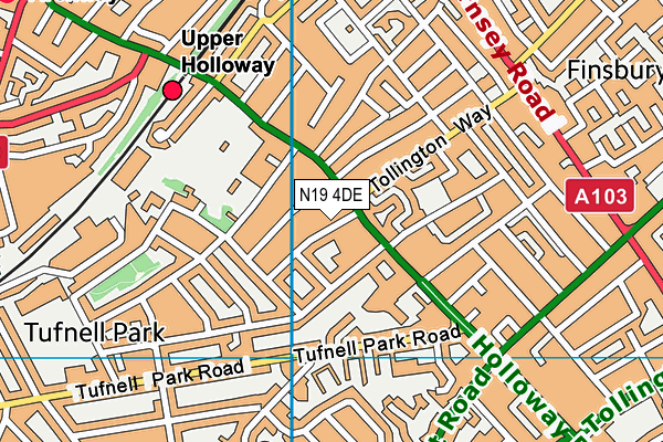 N19 4DE map - OS VectorMap District (Ordnance Survey) N19 4DE map - OS VectorMap District (Ordnance Survey)