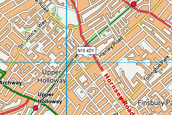 N19 4DY map - OS VectorMap District (Ordnance Survey) N19 4DY map - OS VectorMap District (Ordnance Survey)