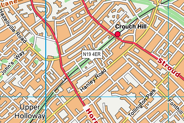 N19 4ER map - OS VectorMap District (Ordnance Survey)
