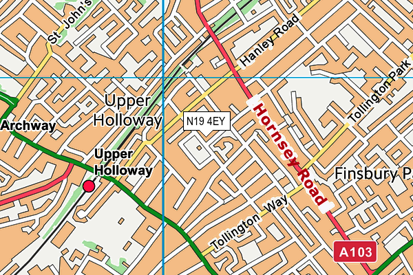 N19 4EY map - OS VectorMap District (Ordnance Survey) N19 4EY map - OS VectorMap District (Ordnance Survey)