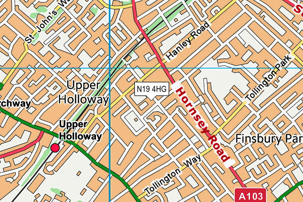 N19 4HG map - OS VectorMap District (Ordnance Survey) N19 4HG map - OS VectorMap District (Ordnance Survey)