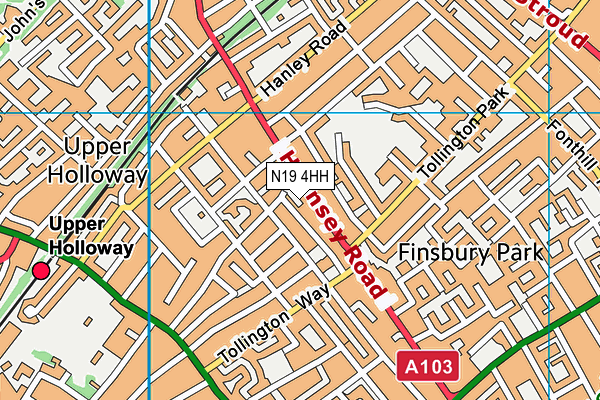 N19 4HH map - OS VectorMap District (Ordnance Survey)