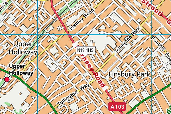 N19 4HS map - OS VectorMap District (Ordnance Survey)