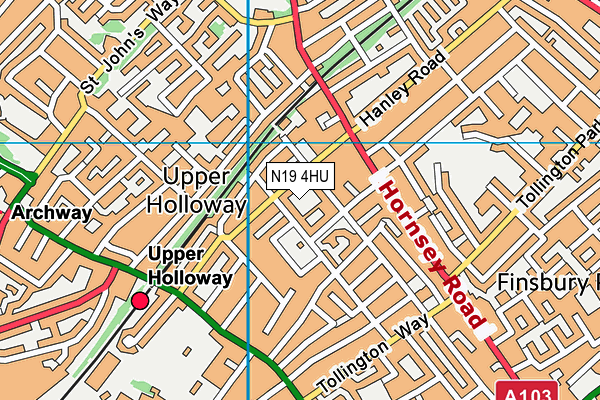 N19 4HU map - OS VectorMap District (Ordnance Survey)