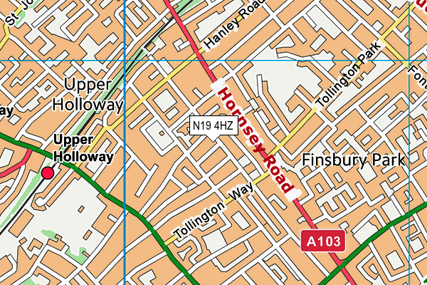N19 4HZ map - OS VectorMap District (Ordnance Survey)