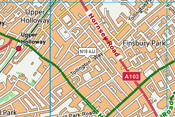 N19 4JJ map - OS VectorMap District (Ordnance Survey)