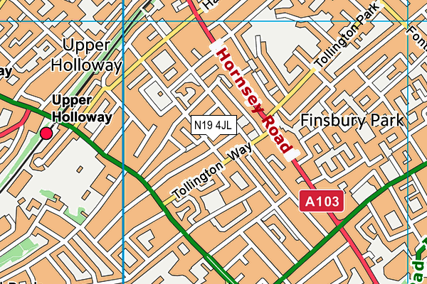 N19 4JL map - OS VectorMap District (Ordnance Survey)
