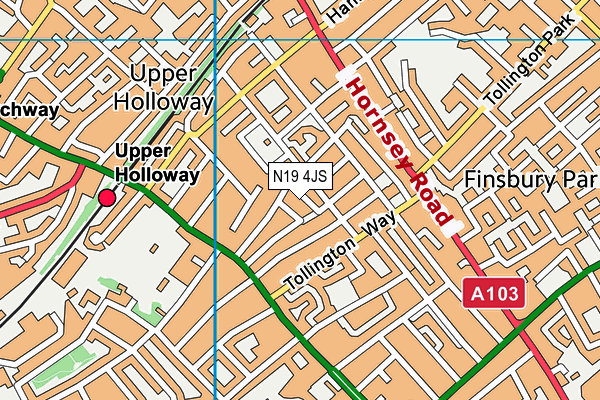 N19 4JS map - OS VectorMap District (Ordnance Survey)