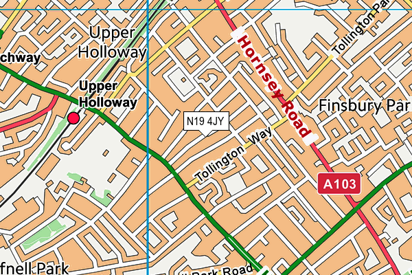 N19 4JY map - OS VectorMap District (Ordnance Survey)