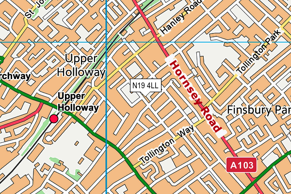 N19 4LL map - OS VectorMap District (Ordnance Survey)