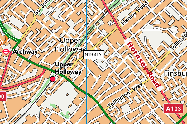 N19 4LY map - OS VectorMap District (Ordnance Survey) N19 4LY map - OS VectorMap District (Ordnance Survey)