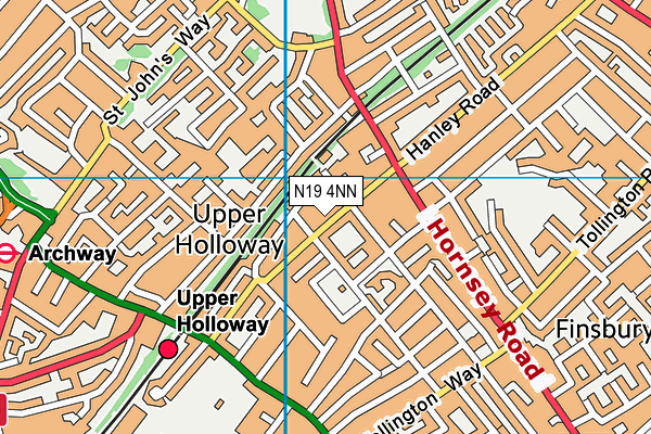N19 4NN map - OS VectorMap District (Ordnance Survey)
