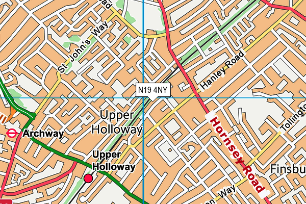 N19 4NY map - OS VectorMap District (Ordnance Survey) N19 4NY map - OS VectorMap District (Ordnance Survey)