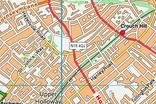 N19 4QJ map - OS VectorMap District (Ordnance Survey) N19 4QJ map - OS VectorMap District (Ordnance Survey)