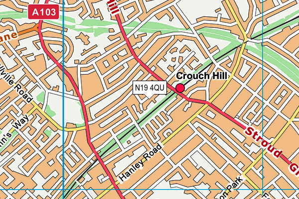 N19 4QU map - OS VectorMap District (Ordnance Survey)