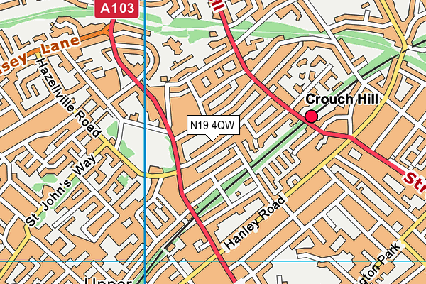 N19 4QW map - OS VectorMap District (Ordnance Survey)