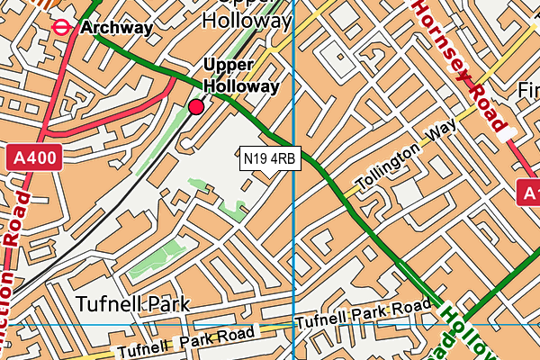 N19 4RB map - OS VectorMap District (Ordnance Survey) N19 4RB map - OS VectorMap District (Ordnance Survey)