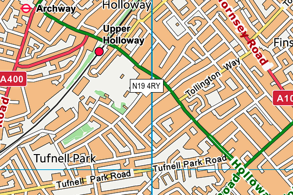 N19 4RY map - OS VectorMap District (Ordnance Survey)