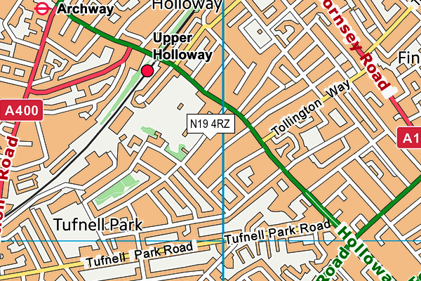 N19 4RZ map - OS VectorMap District (Ordnance Survey)