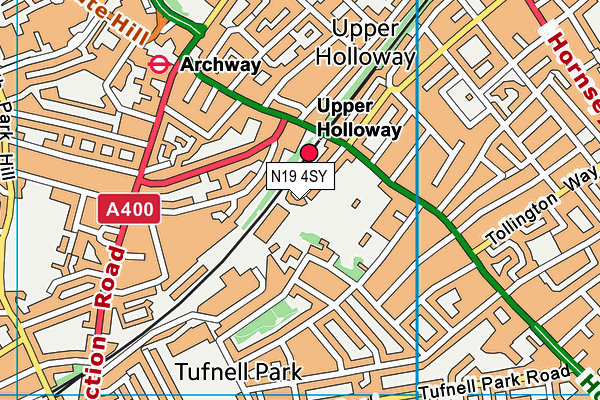 N19 4SY map - OS VectorMap District (Ordnance Survey)