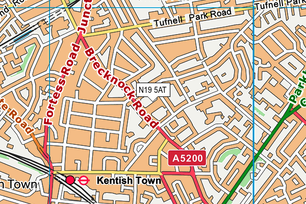 N19 5AT map - OS VectorMap District (Ordnance Survey)