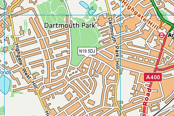 N19 5DJ map - OS VectorMap District (Ordnance Survey) N19 5DJ map - OS VectorMap District (Ordnance Survey)