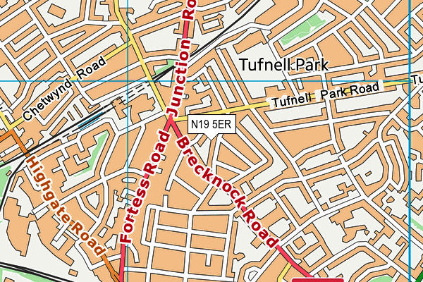 N19 5ER map - OS VectorMap District (Ordnance Survey) N19 5ER map - OS VectorMap District (Ordnance Survey)