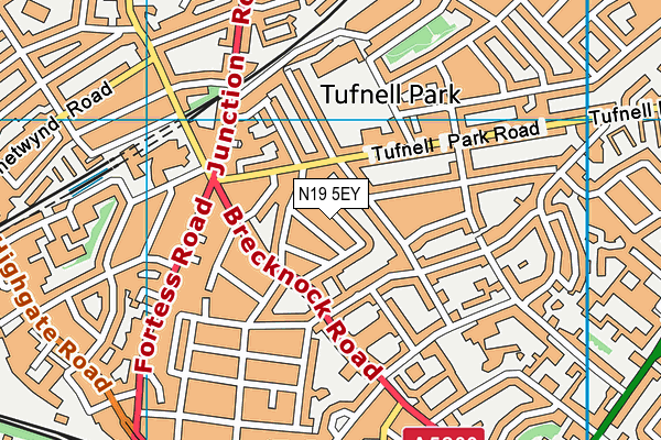 N19 5EY map - OS VectorMap District (Ordnance Survey)