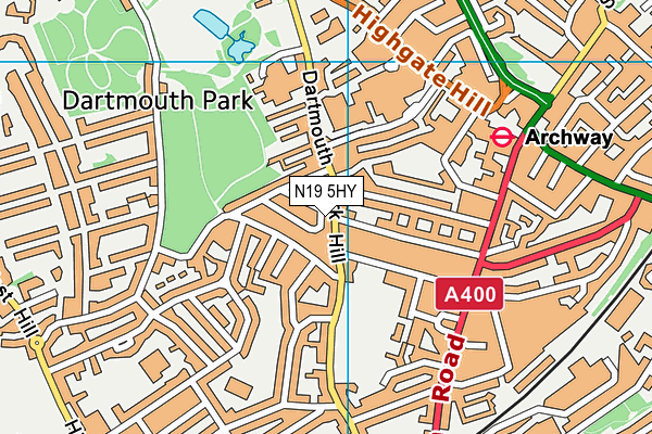 N19 5HY map - OS VectorMap District (Ordnance Survey) N19 5HY map - OS VectorMap District (Ordnance Survey)