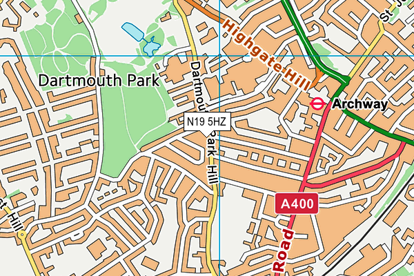 N19 5HZ map - OS VectorMap District (Ordnance Survey)