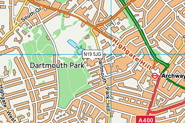 N19 5JG map - OS VectorMap District (Ordnance Survey) N19 5JG map - OS VectorMap District (Ordnance Survey)