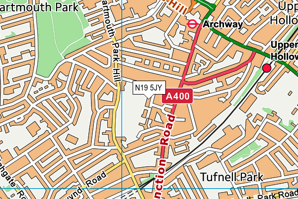 N19 5JY map - OS VectorMap District (Ordnance Survey) N19 5JY map - OS VectorMap District (Ordnance Survey)