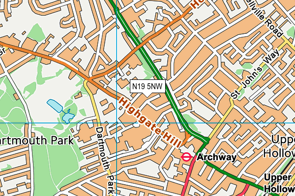 N19 5NW map - OS VectorMap District (Ordnance Survey) N19 5NW map - OS VectorMap District (Ordnance Survey)