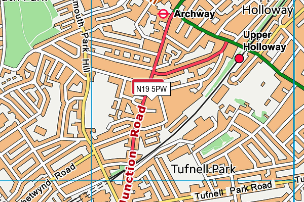 N19 5PW map - OS VectorMap District (Ordnance Survey) N19 5PW map - OS VectorMap District (Ordnance Survey)