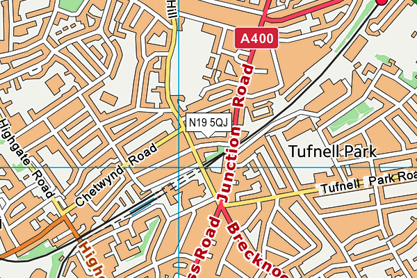 N19 5QJ map - OS VectorMap District (Ordnance Survey)
