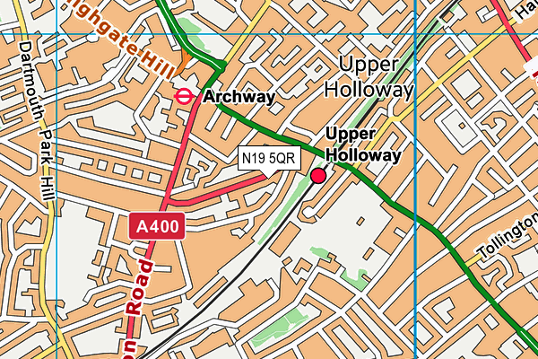 N19 5QR map - OS VectorMap District (Ordnance Survey)