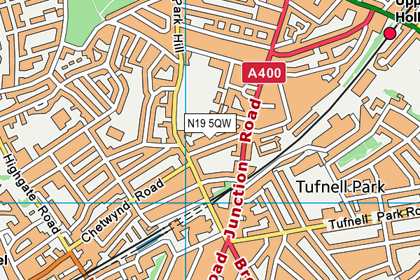 N19 5QW map - OS VectorMap District (Ordnance Survey)