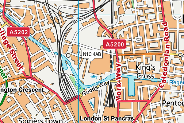 N1C 4AB map - OS VectorMap District (Ordnance Survey)