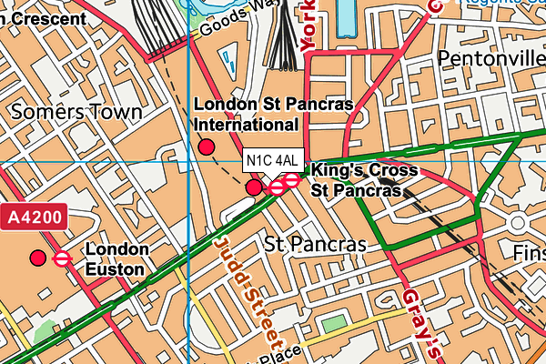 N1C 4AL map - OS VectorMap District (Ordnance Survey) N1C 4AL map - OS VectorMap District (Ordnance Survey)