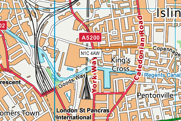 N1C 4AW map - OS VectorMap District (Ordnance Survey) N1C 4AW map - OS VectorMap District (Ordnance Survey)