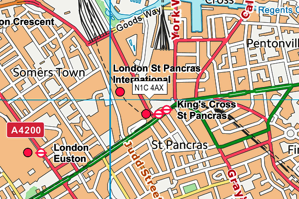 N1C 4AX map - OS VectorMap District (Ordnance Survey) N1C 4AX map - OS VectorMap District (Ordnance Survey)