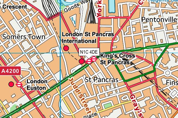 N1C 4DE map - OS VectorMap District (Ordnance Survey) N1C 4DE map - OS VectorMap District (Ordnance Survey)