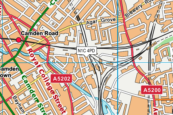 N1C 4PD map - OS VectorMap District (Ordnance Survey)