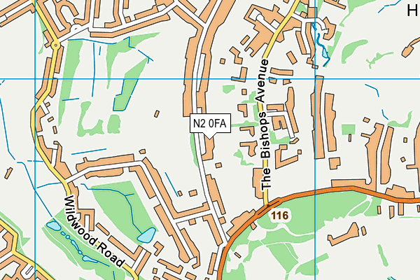 N2 0FA map - OS VectorMap District (Ordnance Survey) N2 0FA map - OS VectorMap District (Ordnance Survey)