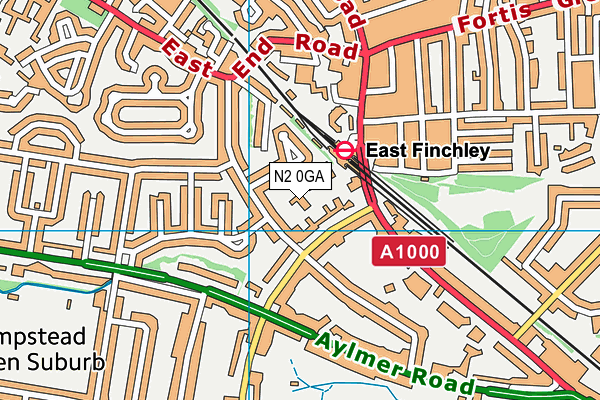 N2 0GA map - OS VectorMap District (Ordnance Survey) N2 0GA map - OS VectorMap District (Ordnance Survey)