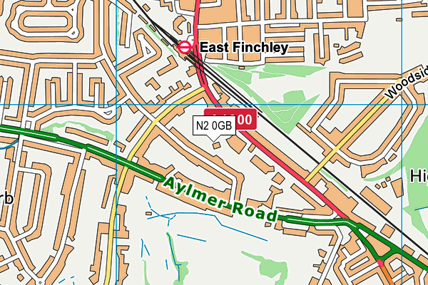 N2 0GB map - OS VectorMap District (Ordnance Survey) N2 0GB map - OS VectorMap District (Ordnance Survey)