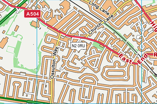 N2 0RU map - OS VectorMap District (Ordnance Survey) N2 0RU map - OS VectorMap District (Ordnance Survey)