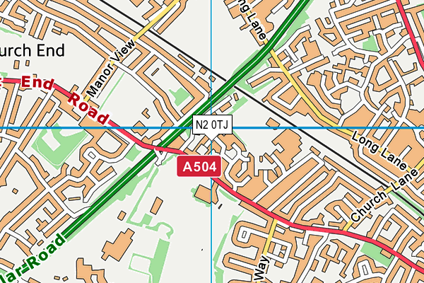 N2 0TJ map - OS VectorMap District (Ordnance Survey)