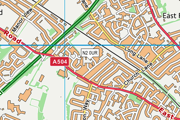 N2 0UR map - OS VectorMap District (Ordnance Survey) N2 0UR map - OS VectorMap District (Ordnance Survey)