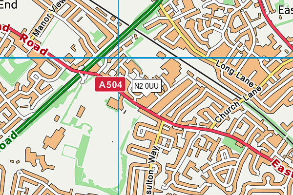 N2 0UU map - OS VectorMap District (Ordnance Survey) N2 0UU map - OS VectorMap District (Ordnance Survey)